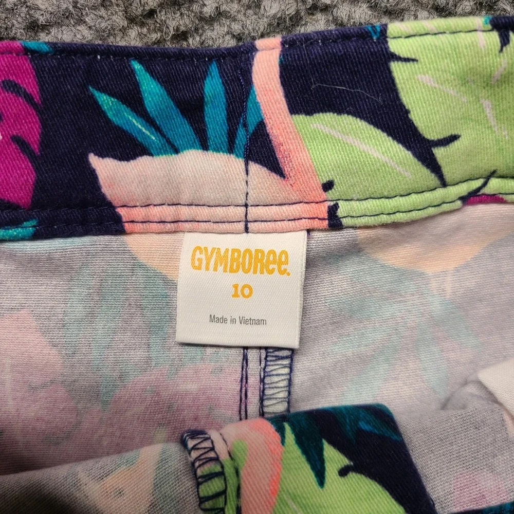 Gymboree Girls Sunny Adventure Chino Shorts 10 Flamingo Tropical Navy Pink 2436